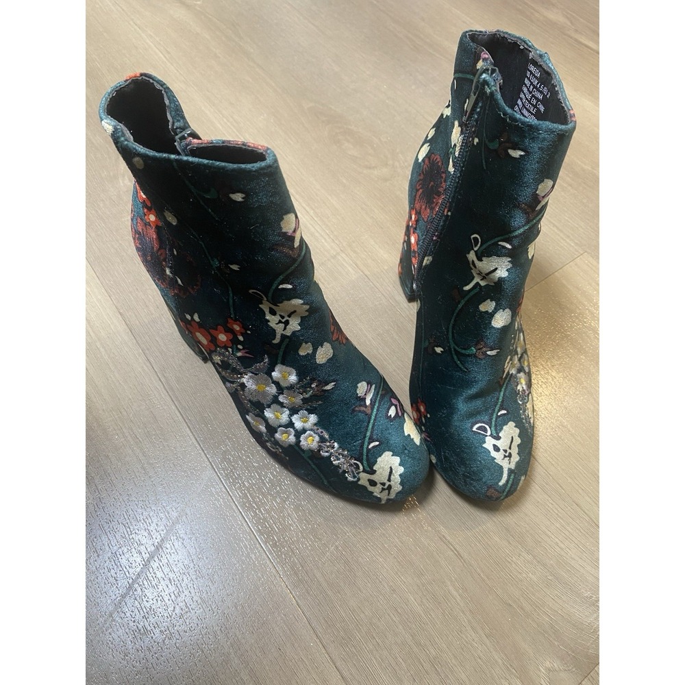 Just Fab Loreida Emerald Green Floral Multicolored Bootie Women's 6.5 - Picture 6 of 10